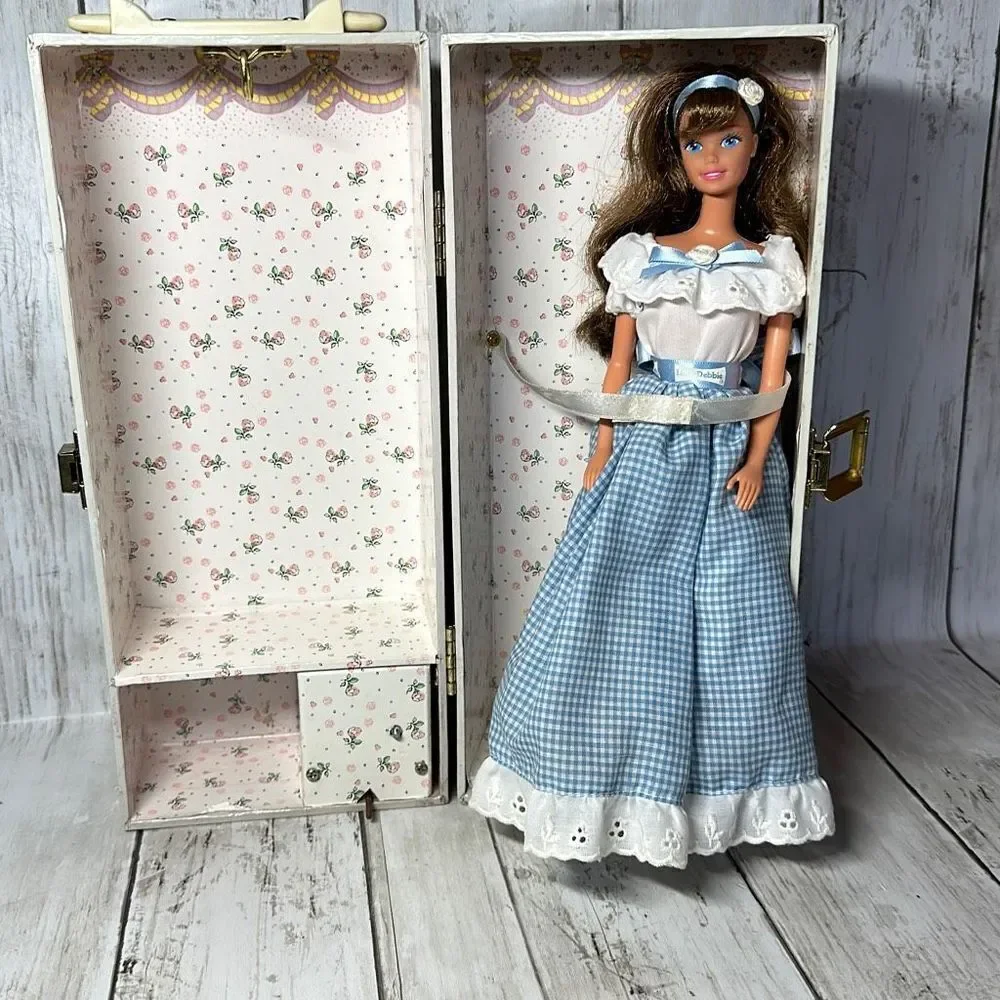 Little Debbie Barbie Blue White‎ Checkered Dress with Case 1976???? READ